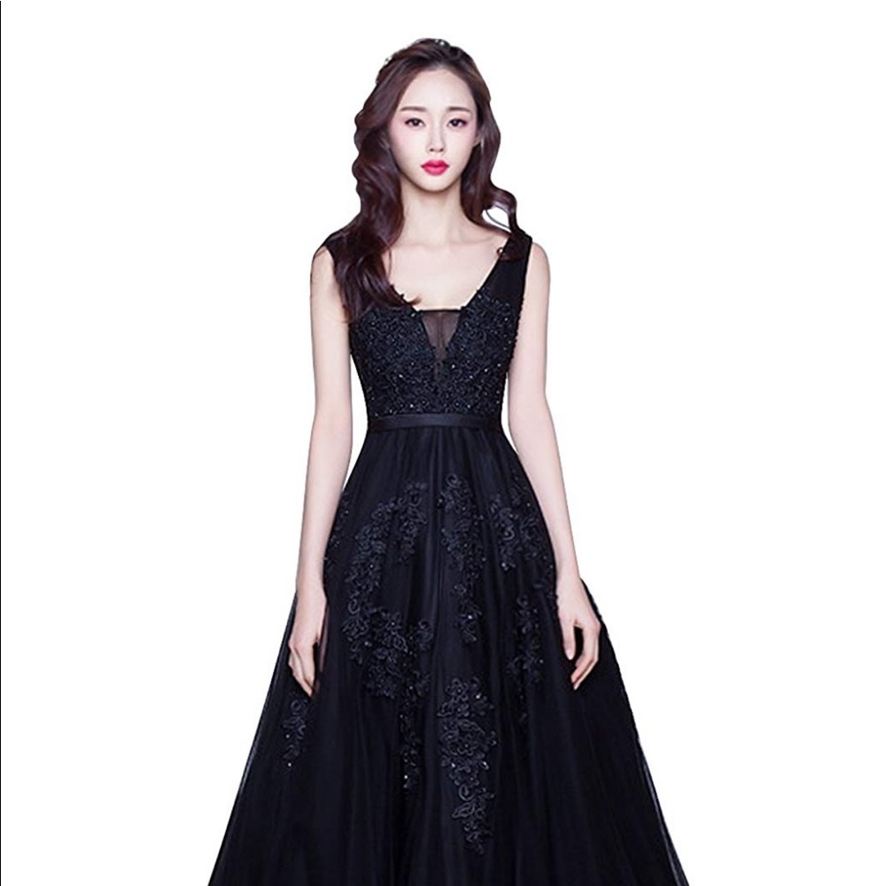 Black Lace and Tulle gown